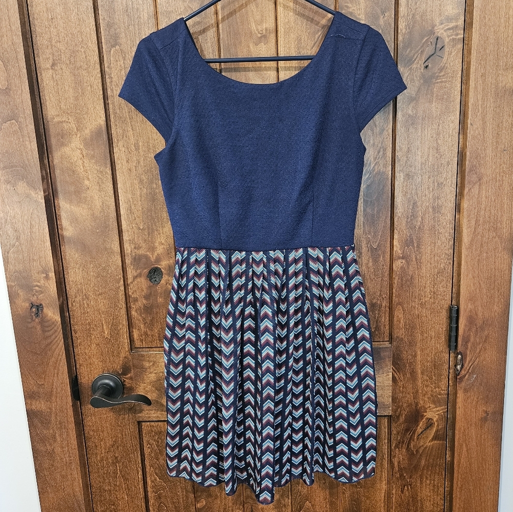 Speechless Blue Patterned A-line Dress - small (junior's 9)